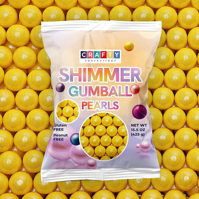 쉬머 검볼 기계용 검볼 펄 모듬 캔디 - 과일 맛 껌 425.2g(15온스) 츄잉껌 - 아동용 향수를 불러일으키는 풍선껌 파티 선물 부활절 바구니 달콤한 간식 16mm (0, 레몬, 1개
