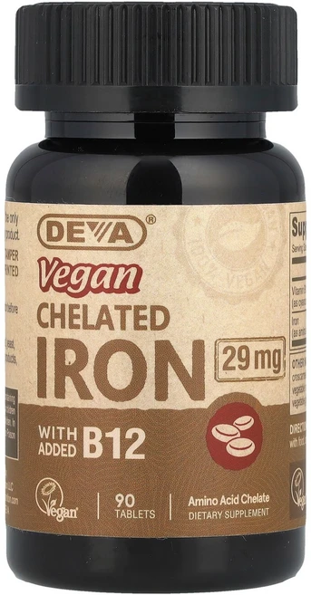 데바 비건 킬레이트 철분 29mg 90 태블릿, Deva, 비건 킬레이트 철분, 29 mg, 90 태블, 90정, 2개 - 쿠팡