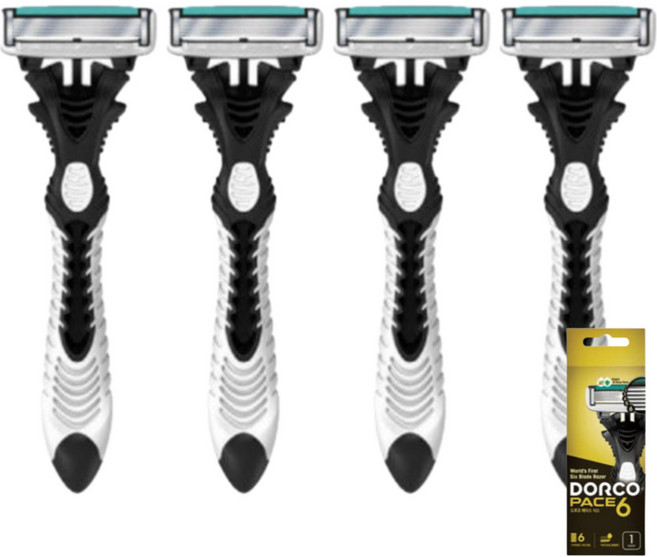 도루코 페이스6 일회용면도기 낱개 폴리백 포장, 4개, 6중날, 1개입