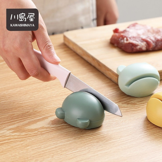 川島屋 迷你青蛙造型磨刀器 適用菜刀剪刀 小巧便捷防滑, 1個