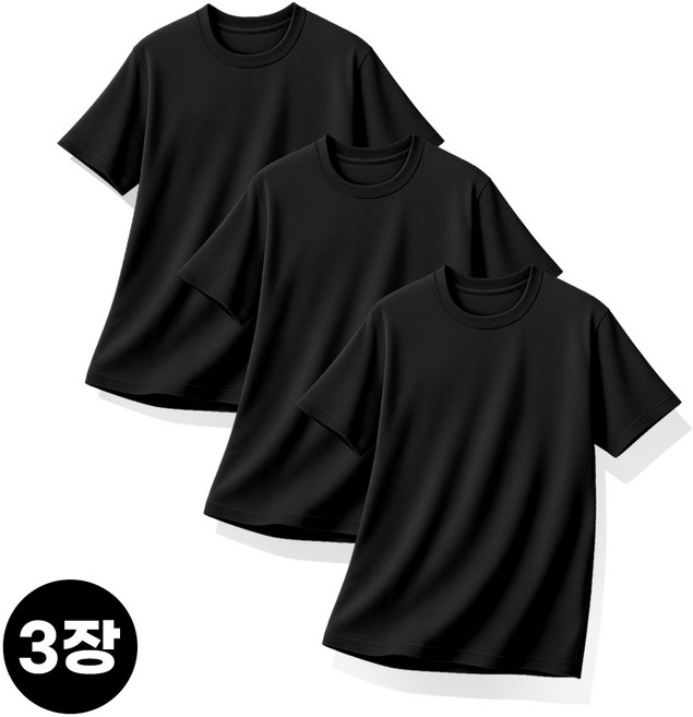 3장세트 냉감 통기성 쿨론 기능성 반팔 티셔츠 남녀공용 여름 쿨티 헬스 러닝 작업복 빅사이즈