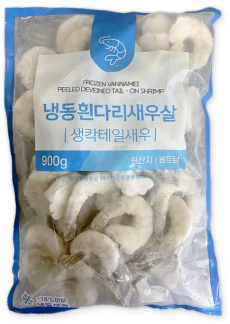 흰다리새우 감바스 칵테일새우 26/30(대50-59미), 900g (50-59미) 대, 1개