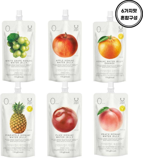 딜라이트프로젝트 곤약워터젤리 6가지맛 버라이어티팩(혼합구성), 30개, 170g