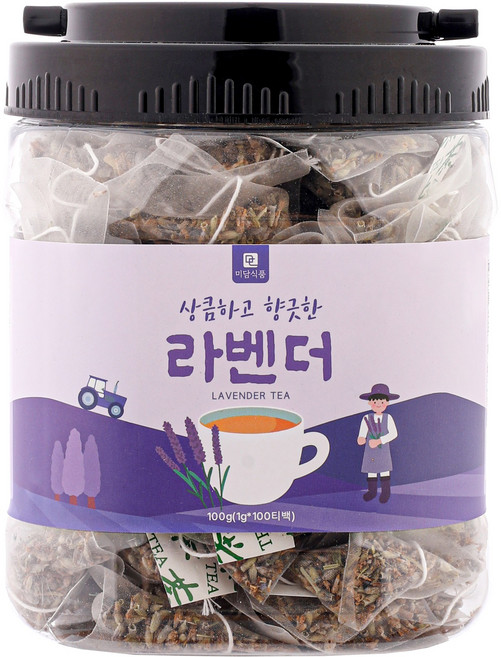 [미세플라스틱 없는 생분해필터] 미담식품 라벤더 차 삼각티백, 1개, 100개입, 1g