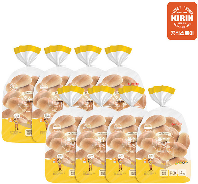 [ 빵 공장 직송 ] 기린이네 빵집옥수수 모닝롤 360g, 8개