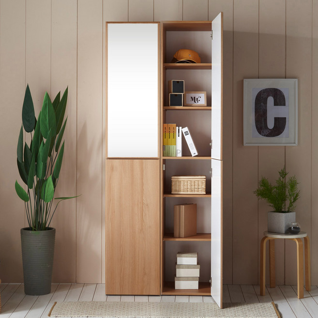 일송가구 300 400 500 바바 키큰 틈새장 옷장 거울장, 바바 300 거울형 오크