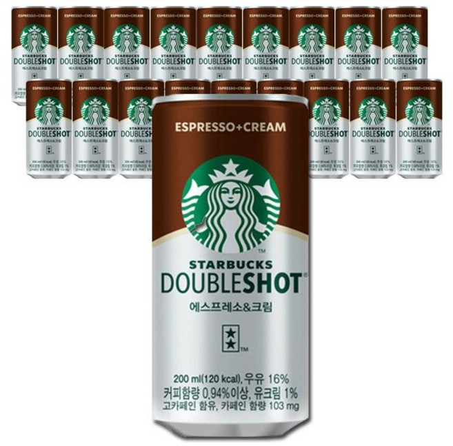 스타벅스 더블샷 에스프레소 앤 크림 커피, 200ml, 24개