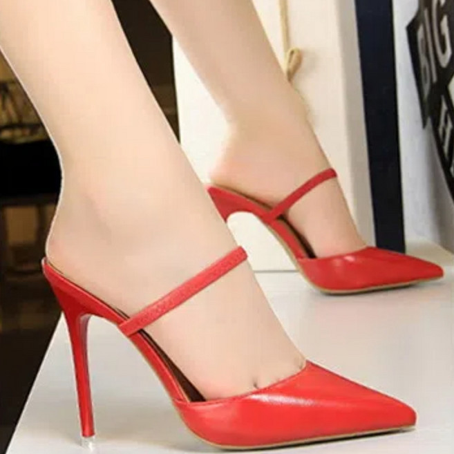 투니스 여성 심플 스틸레토 뮬 하이힐 10cm