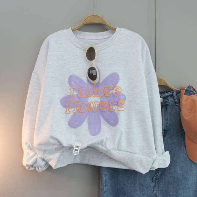 달콩 여성 봄신상 발포데이지크롭맨투맨