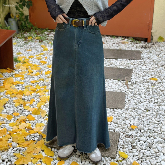 FW Studio 牛仔抽鬚魚尾長裙