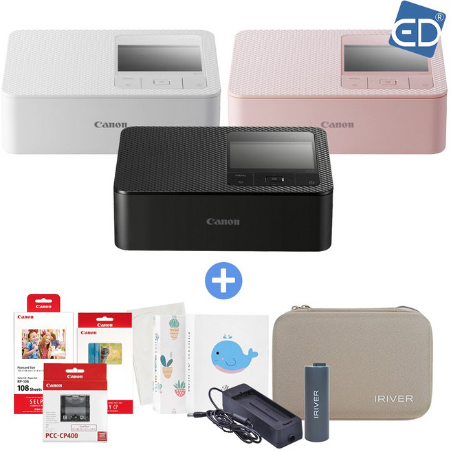 캐논 포토프린터 셀피 CP1500+인화지 RP-108+인화지 KC-36IP+용지카세트 PCC-CP400+아이리버 케이스+배터리+충전기+미니앨범+포켓융 /ED, 블랙