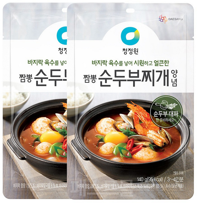 청정원 짬뽕 순두부찌개 양념, 140g, 2개