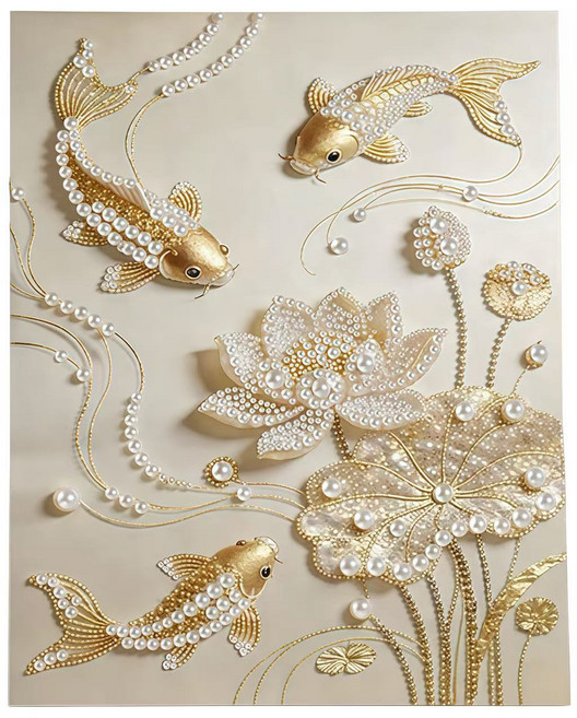 [하루마켓] 진주 DIY 보석 십자수 붙이기 그림 그리기 장식 드로잉 비즈키트 구슬세 물고기, 물고기107(30*40), 1개