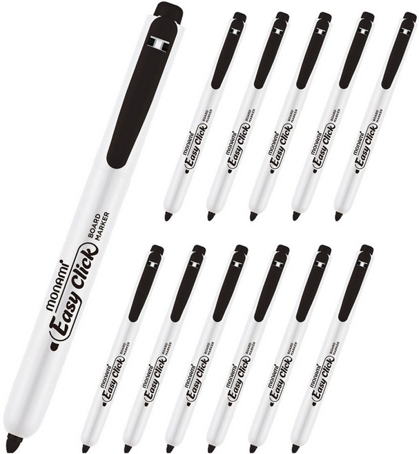 모나미 이지클릭 보드마카, 흑색(블랙 WB 1), 12개