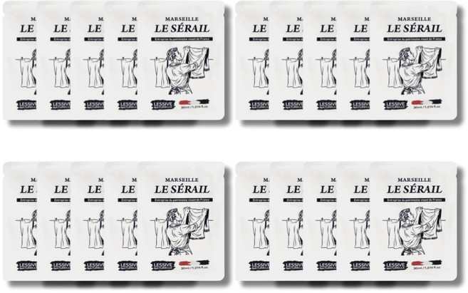 르세라이 마르세유 여행용 1회용 간편 세탁세제 패키지, 20개, 30ml