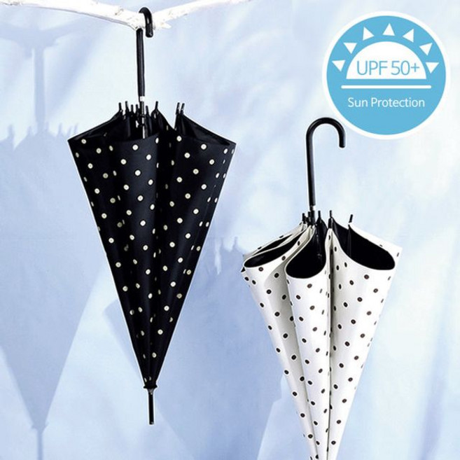 2500 UV 땡땡이 자동 장우산 햇빛가리개 암막 우산 양