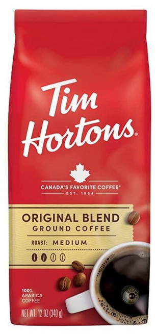 Tim Hortons 프렌치 바닐라 가향 로스트 그라운드 커피 완벽한 균형 항상 매끄러움 100% 아라비카 원두로 제작 355ml 12온스 백 261438, 미디엄 로스트, 12 Ounce (Pack of 1), 1