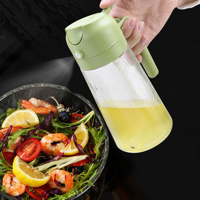 兩用噴霧油瓶 噴倒兩用 玻璃油壺, 1個, 470ml,倒噴兩用 不銹鋼口