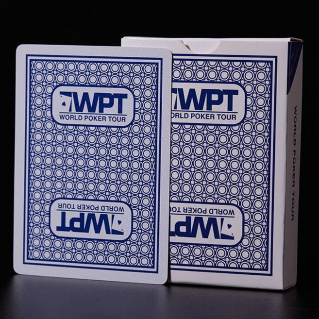 WPT 텍사스 포커 대회 플라스틱 pvc 소재 스크럽 와이드 빅 레터 방수 접힘 방지 내구 커스텀 가능, 블루 10페, 1개