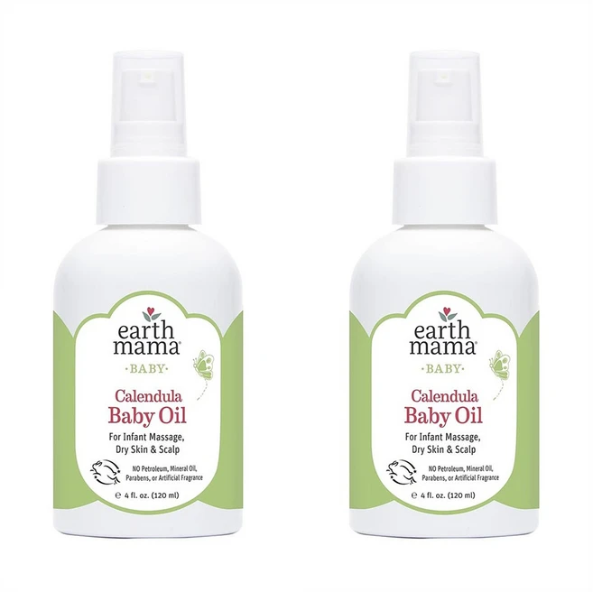Earth Mama Calendula Baby Oil 얼스마마 칼렌듈라 베이비 오일 4oz(120ml) 2팩 - 쿠팡