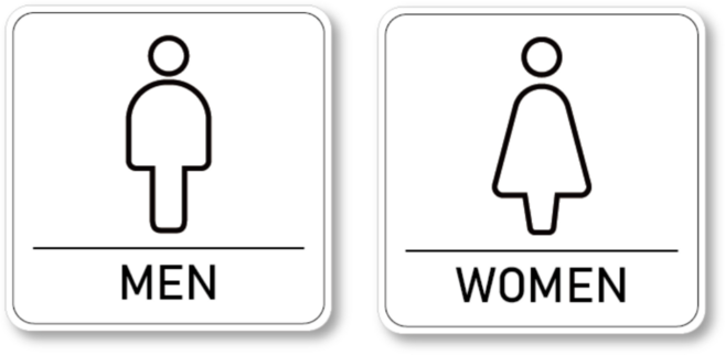 클루니티 고급 모던 화이트 부착형 화장실 픽토그램 아크릴 표지판 남녀 공용 안내판, 1세트, MEN & WOMEN