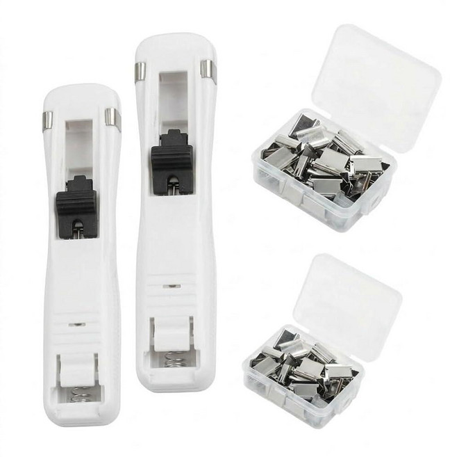 Reusable Clip Stapler 5-Pack No Damage Push Clip Dispenser Set Portable Binder Tool with Metal R, Color5