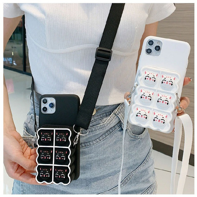 갤럭시 A12 키즈 동전지갑 푸쉬팝 팝잇 목걸이 케이스 SM-125 옐로우