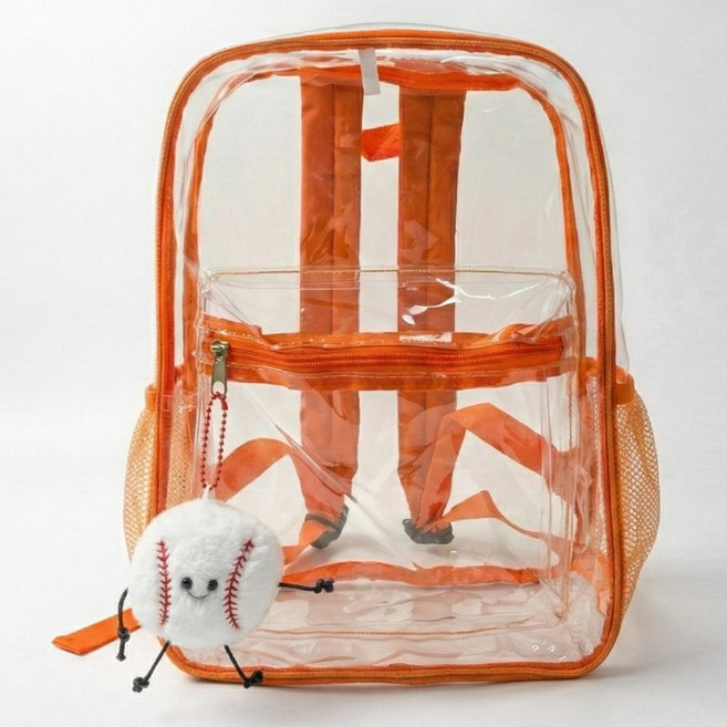 퍼거스 야구 직관 가방 pvc 투명 백팩 빅사이즈 덕질 물놀이 흠뻑쇼 워터밤 빅사이즈 가방 방수 투명백, 1개, 오렌지