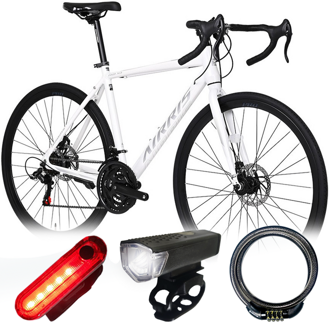 2025 프로마스터 에어리스 R2.1D 700C 시마노21단 입문용 로드자전거 디스크 완조립 사은품, R2.1D 화이트(신장:155~170cm), 1개, 430cm