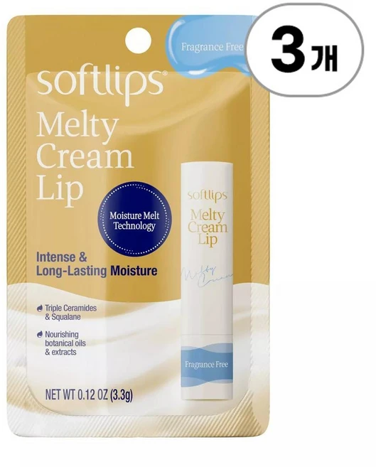 소프트립스 멜티 크림 립밤 Softlips Melty Cream Lip Balm 3g, 3개, x - 쿠팡