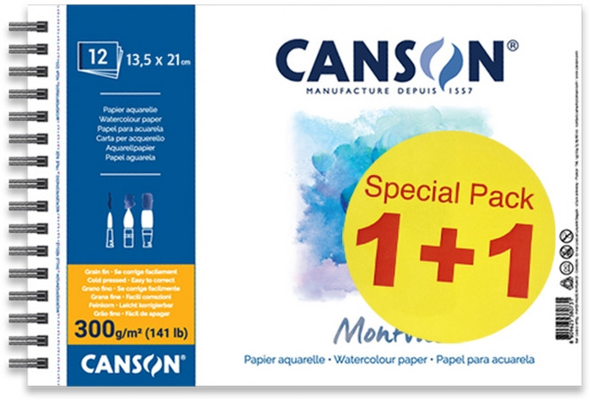 캔손 몽발 패드 1면 제본 전문가용 스케치북, 1+1 스프링패드 13.5x21cm, 12매, 1개