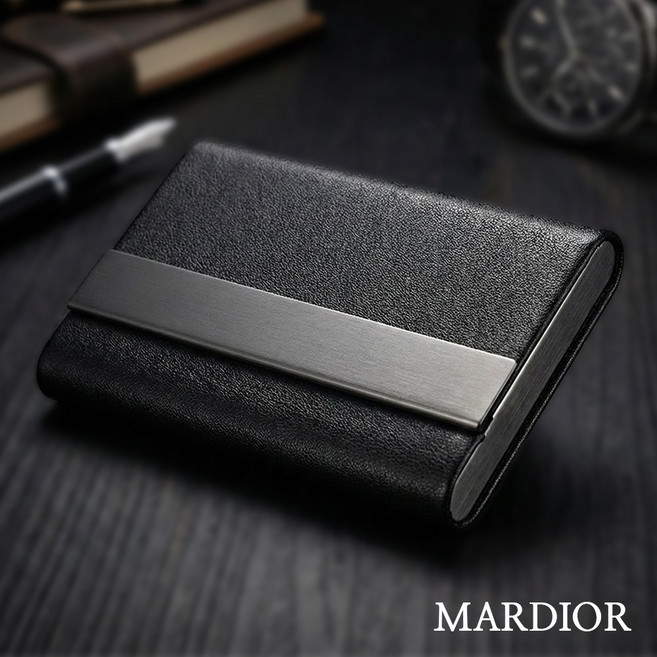마르디올 마그네틱 명함 케이스 남자 명함지갑, 1개, 블랙