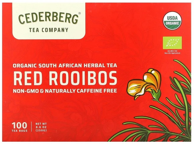 Cederberg Tea Co 유기농 남아프리카 허브차 레드 루이보스 카페인 무함유 티백 100개 250g(8.8온스), 1, 250g - 쿠팡