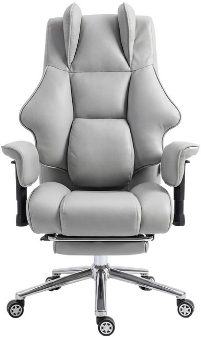 레퓰리 침대형 중역의자 리클라이너 게이밍 의자 고급가죽 사무용 PC방용 컴퓨터 게임용 의자, 그레이