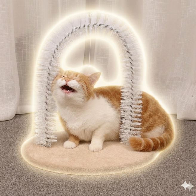 모노리 고양이 셀프 그루밍 스탠드형 털관리 장난감, 1개, 화이트베이지