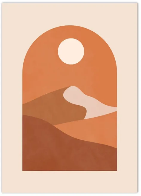 립오일 립틴트 립글로스추상 중반 세기 터 Boho 테라코타 썬 문 캔버스 풍경 북유럽 벽 아트 그림 거실, 05 A3 30x42cm No Frame, 04 B