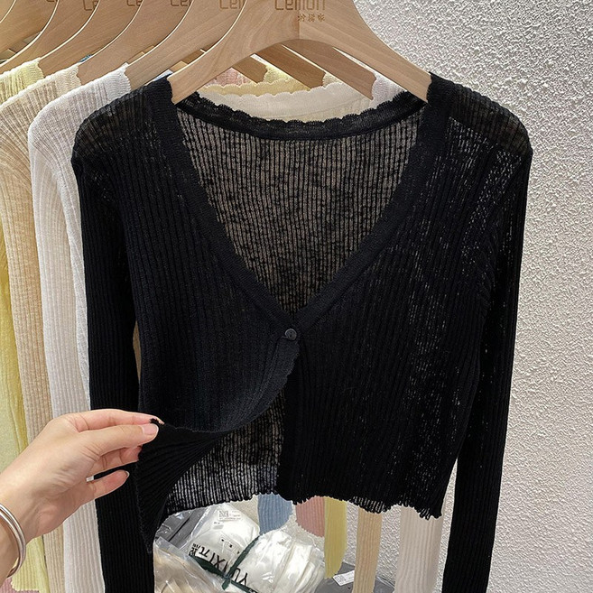 [아이엠수] 찰랑핏 니트 숏 가디건