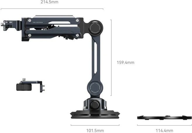 SmallRig 5123 쇼크 흡수 암 DJI 오스모 포켓 / 액션 5 프로 히어로 13 인스타360 X4용 4인치 흡착컵 포함