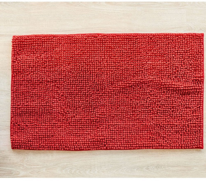 Dolce Casa 雪尼爾門墊 緊密顆粒 高效吸水 可機洗 防滑地墊 適用於廚房浴室臥室 多色選擇 約50x80cm, 紅色,約50x80cm
