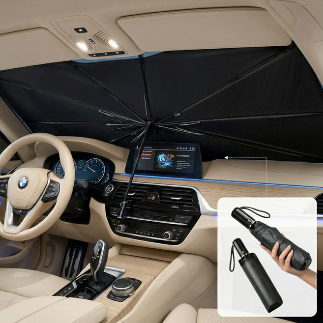 디노브 차량용 햇빛가리개 우산, 1개, 블랙