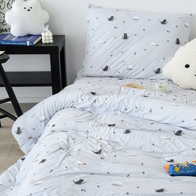 해피니 이불베개세트 주토피아 차렵이불 베개세트 슈퍼싱글 SS 그레이 베개솜 별매