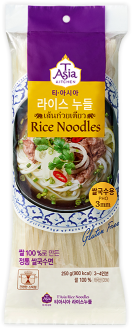 티아시아키친 라이스누들 쌀국수용 3mm, 24개, 250g