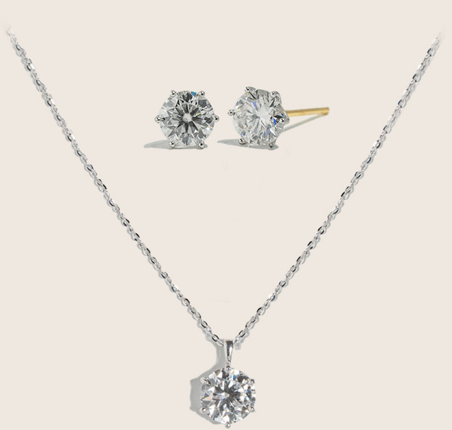 솔앤솔 14K 금 캐슬 모이사나이트 1부 5부 1캐럿 귀걸이 목걸이 세트