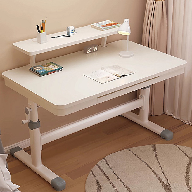 하루꿈 높이 조절 책상 책꽂이 서랍 수납 학생 학습용 높낮이 책상 테이블, 화이트