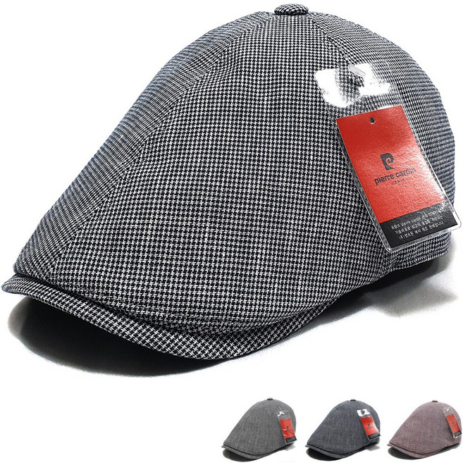 이럭셔리클럽 피에르가르뎅 린넨 체크 헌팅캡 베레모 빵모자 여름 골프 모자-CAP260237