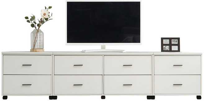 이너프 광폭 2단 TV거실장 원룸TV장 티비다이 티비장식장 거실서랍장, 이너프1200와이드2단+600_2단(2개), 올화이트