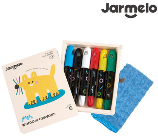 [리틀호안미로] 유리 크레용6색/12색(택1) 아이낙서놀이 잘지워지는크레파스 창문그림놀이, 6색