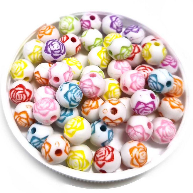 Bead 비즈팔찌재료 8mm 구슬 200알+우레탄줄 한세트 구슬선택, 로즈볼, 1개