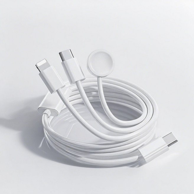 Bolt Wave 아이폰/애플워치 3in1 멀티 충전기 케이블, 1개, 화이트, 1m