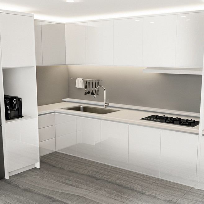 [국내제작] 큐브프레임 싱크대문짝 교체 씽크대문짝 싱크대도어 제작 디럭스, 리에주아이보리하이그로시